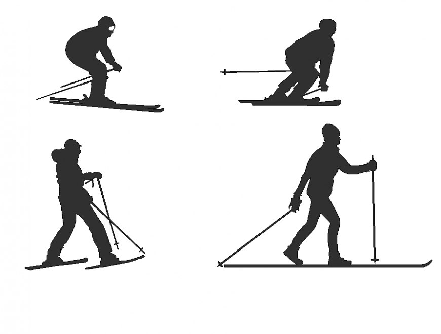 Skating people detail elevation 2d view layout file