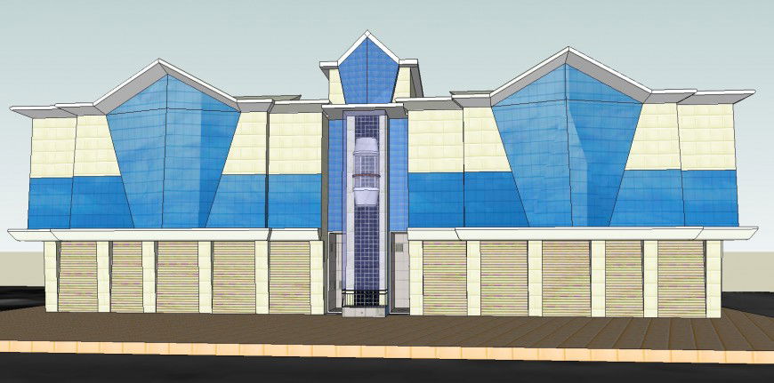 Sketch file of complex shopping building