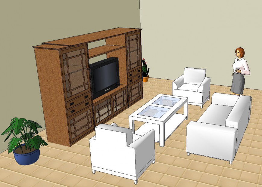 Sketch up file of drawing room of house