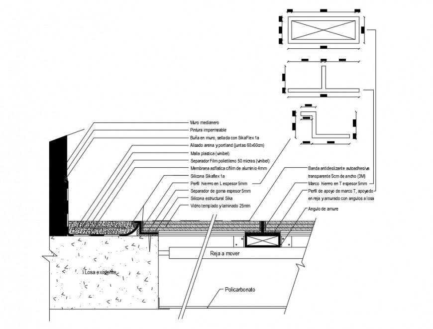 Skylight roof wall drawings detials 2d view AutoCAD file