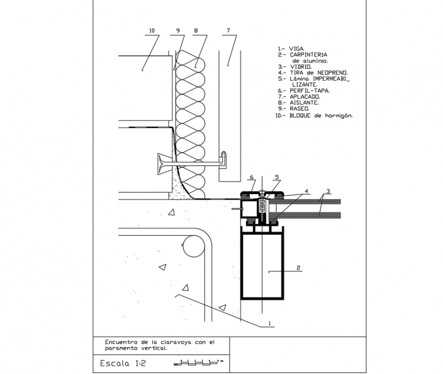 Skylight structural detail drawing in dwg AutoCAD file.
