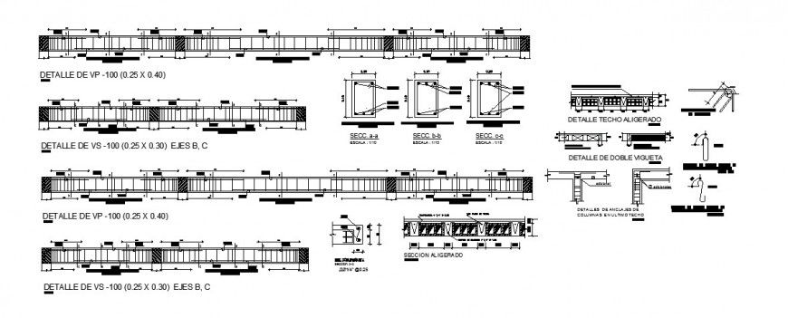 Slab and column detail drawing in dwg AutoCAD file.