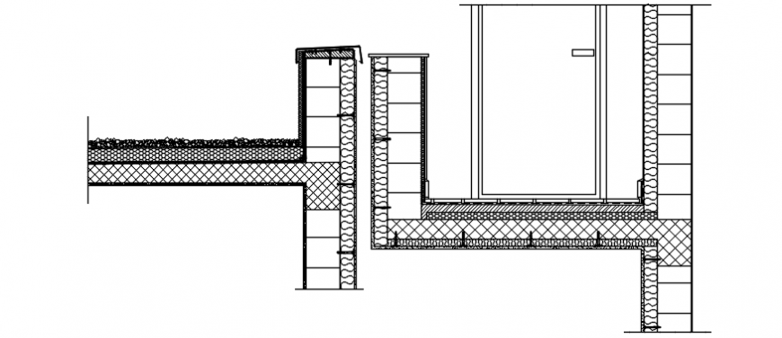 Slab and column section view of construction detail in auto cad 