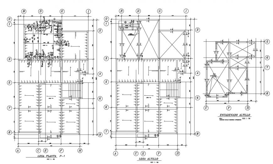 Slab and loft plan view with structure view dwg file
