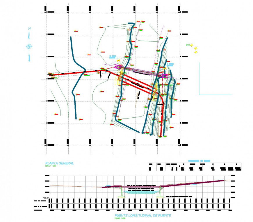 Slab beam bridge plan autocad file