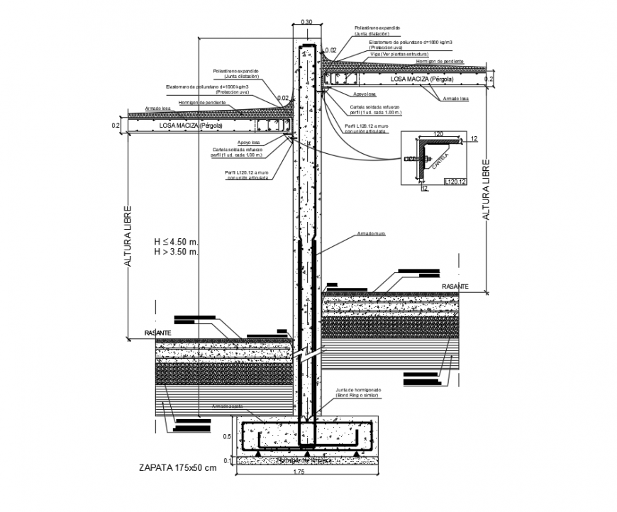 Slab construction with concrete of flats cad drawing dwg file