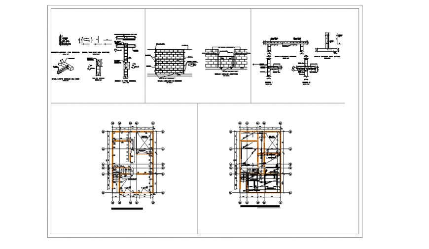 Slab reinforcement plan between floor design of Priority housing of 2 levels designs