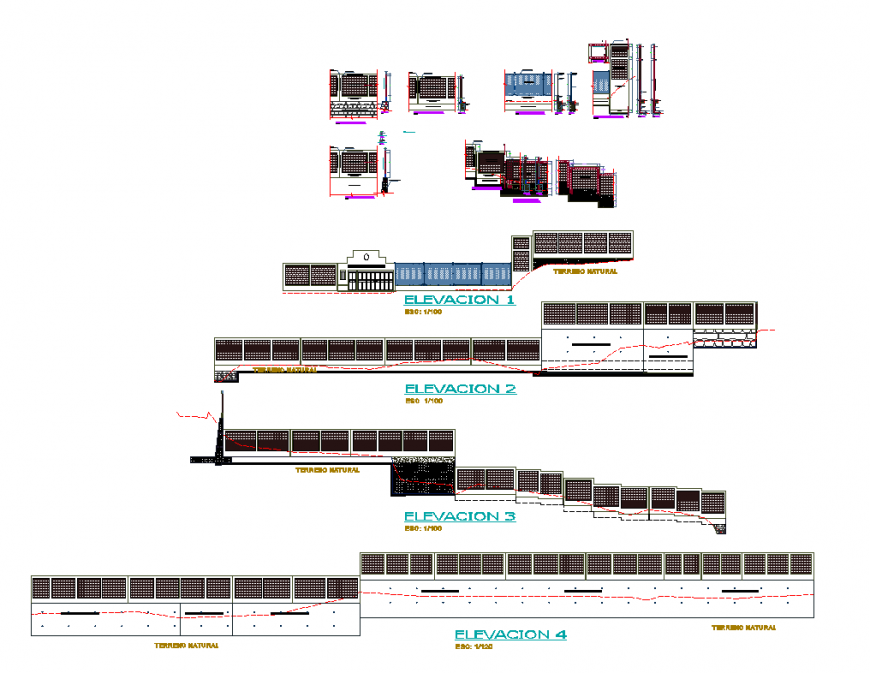 Slab structure detail elevation layout and plan dwg file