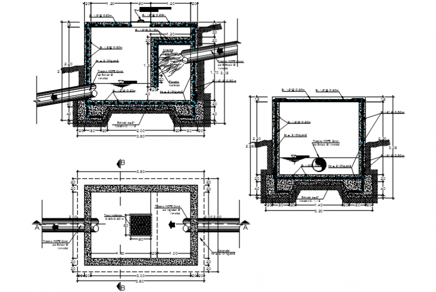 Slatted chamber sill camara and constructive section details dwg file