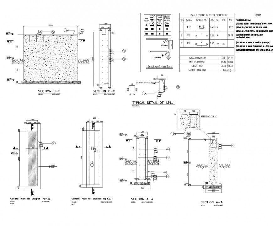 Sleeper concrete sleeper plan and section layout file