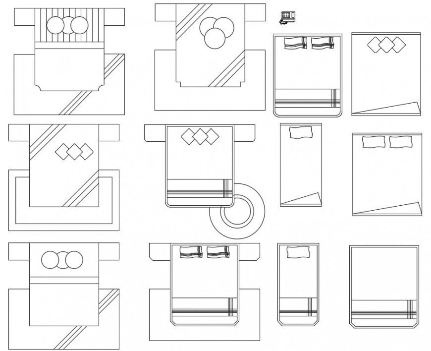 sleeping bed blocks dwg file