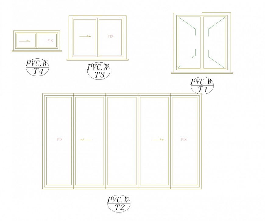 Slider window elevation plan layout file