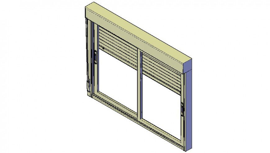 Sliding aluminium window 3d block cad drawing details dwg file