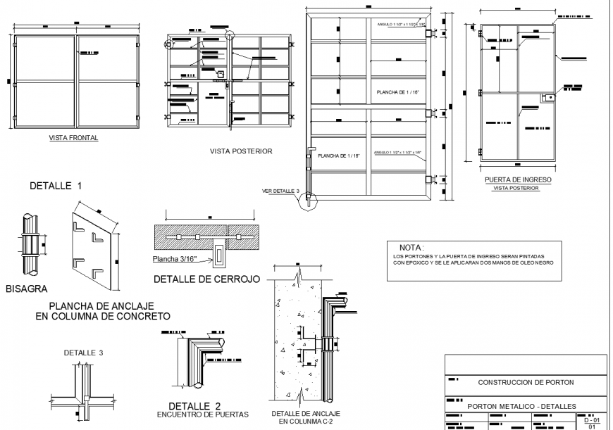 Sliding door and gate construction drawing in dwg file.