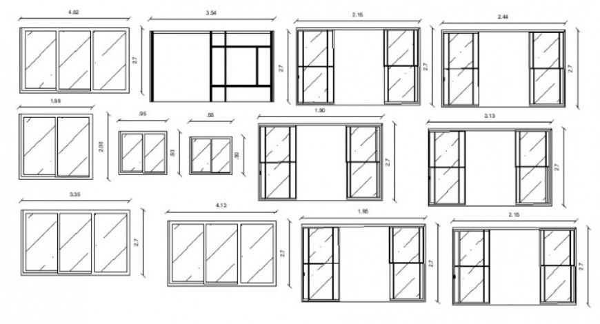 Sliding door details 2d view CAD elevation blocks dwg file