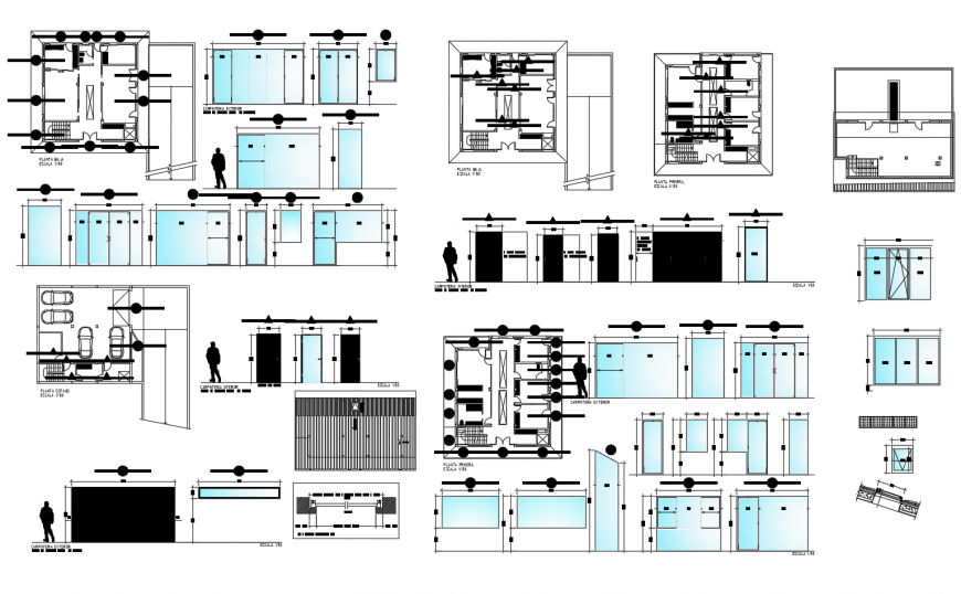 Sliding Door and Parking Floor CAD Drawing Reflects Full House Plan