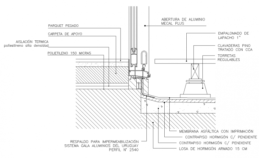 Sliding door section drawing in dwg file.