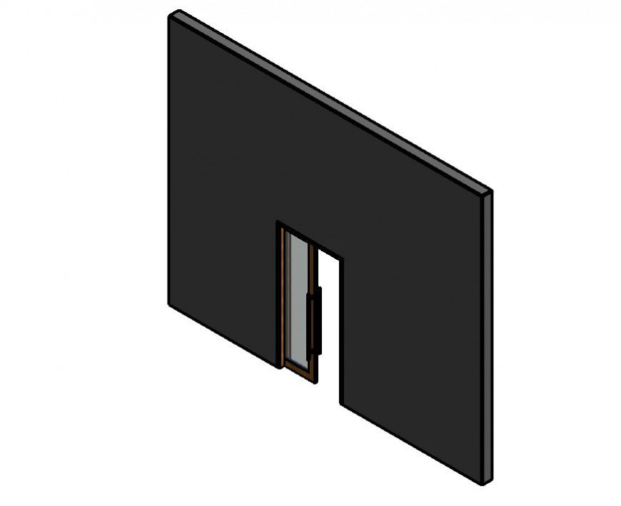 Sliding glass pocket door detail CAD structural block Revit file