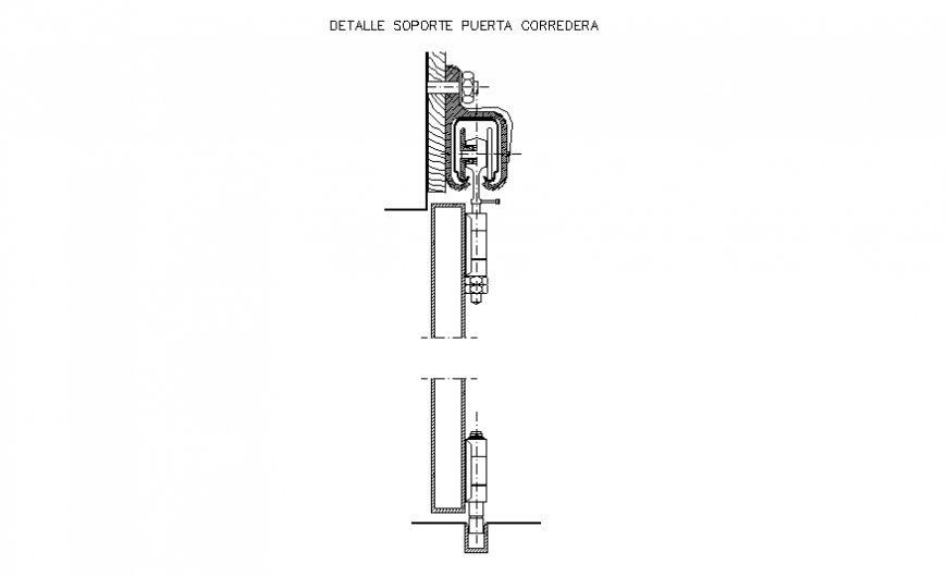 Sliding mechanism support for sliding door sand windows detail dwg file