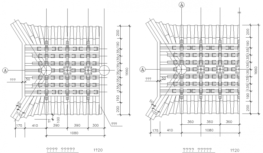Sloping roof section detail drawing in dwg file.