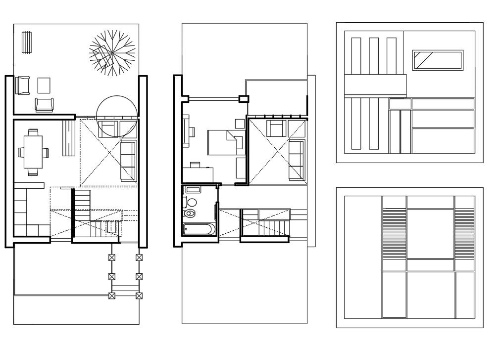 small house furniture layout plan design of AotuCAD file