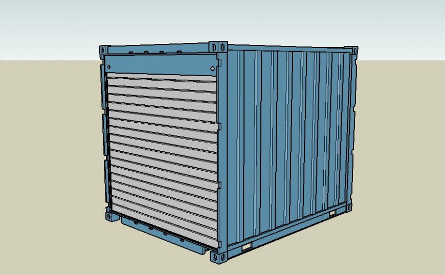 Small 3d container block cad drawing details skp file
