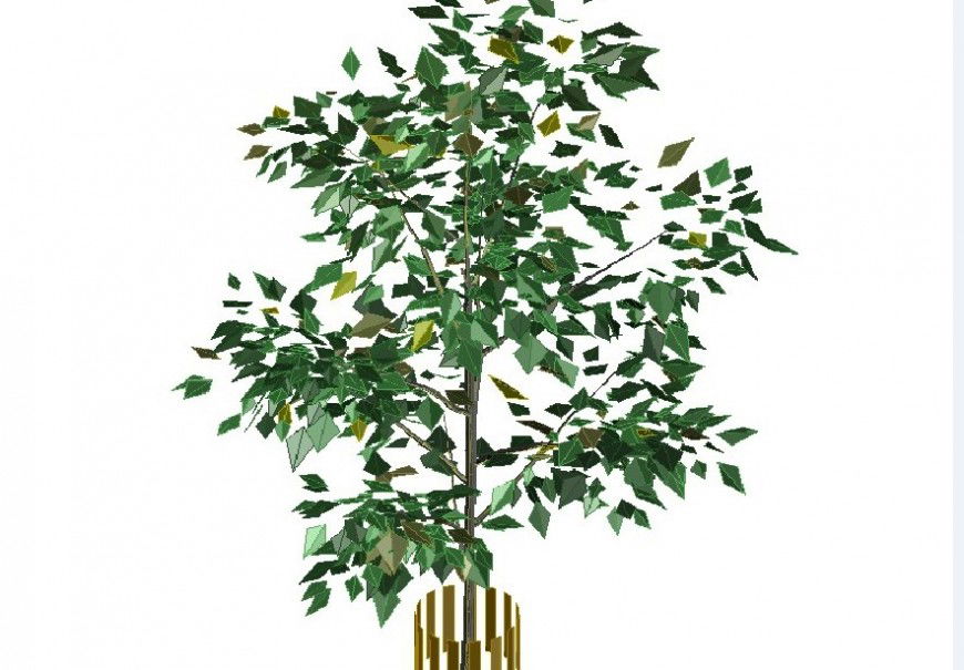 Small 3d tree plant elevation block drawing details dwg file