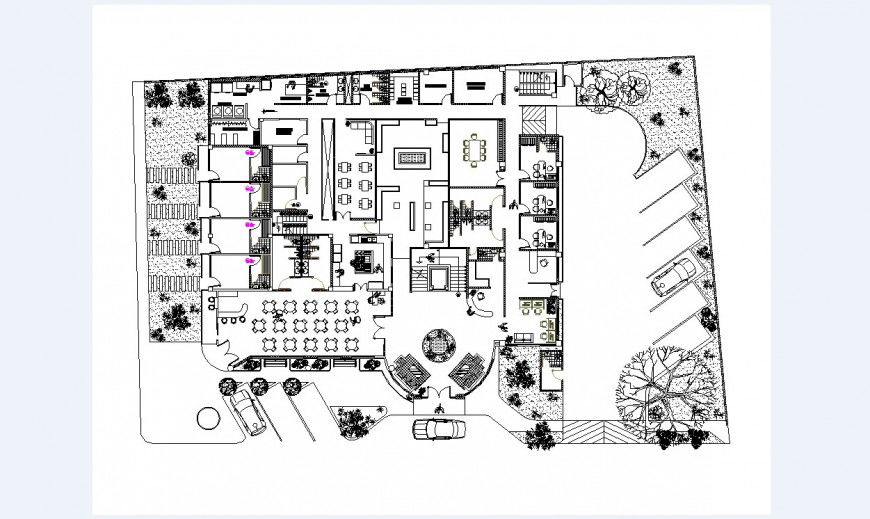 Small admin office building distribution layout plan cad drawing details dwg file
