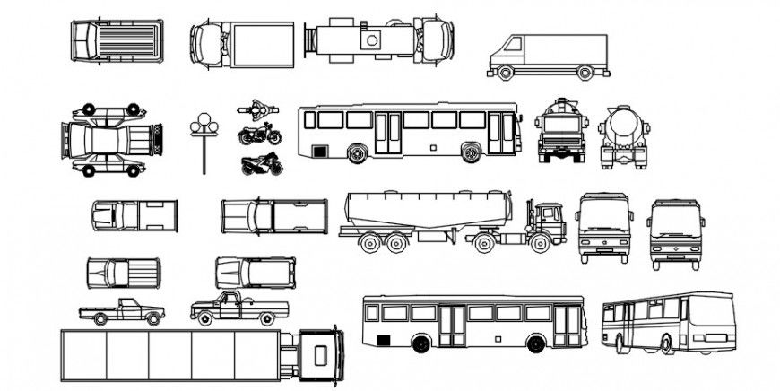 Small and big vehicle blocks cad drawing details dwg file