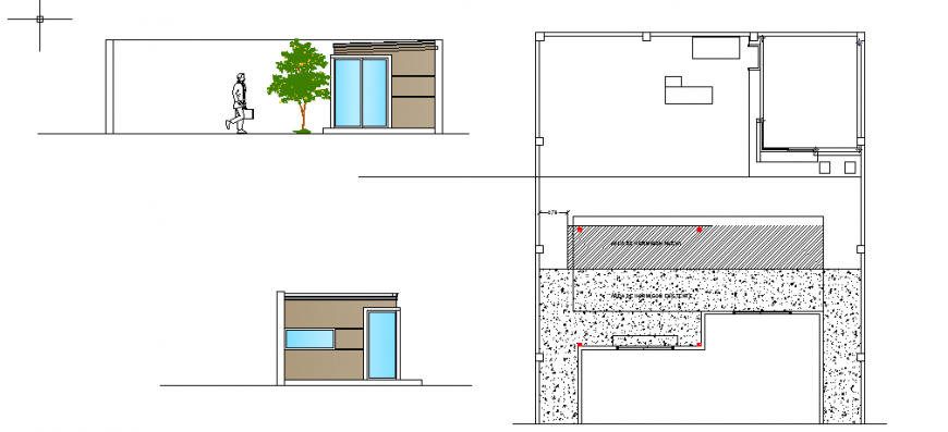 Small cabin house type elevation and structure drawing details dwg file