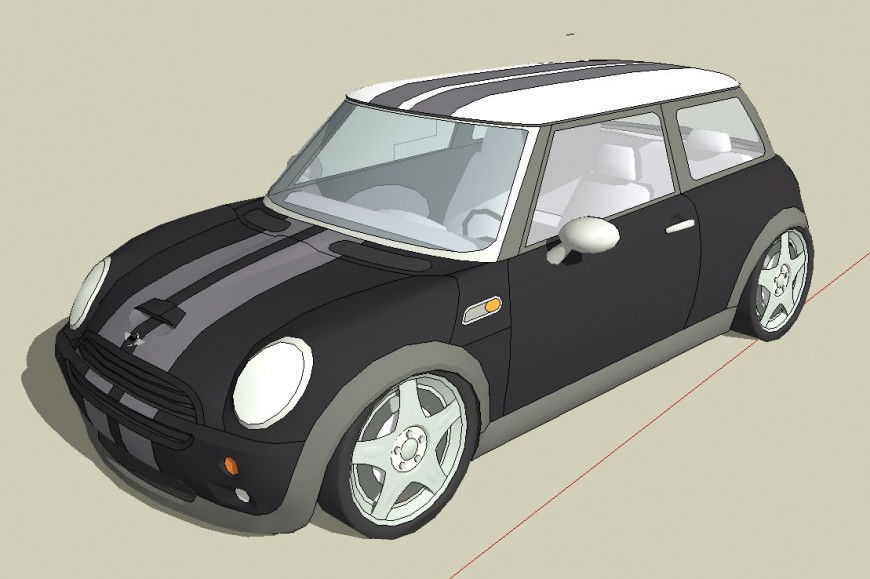 small car side elevation design skp file
