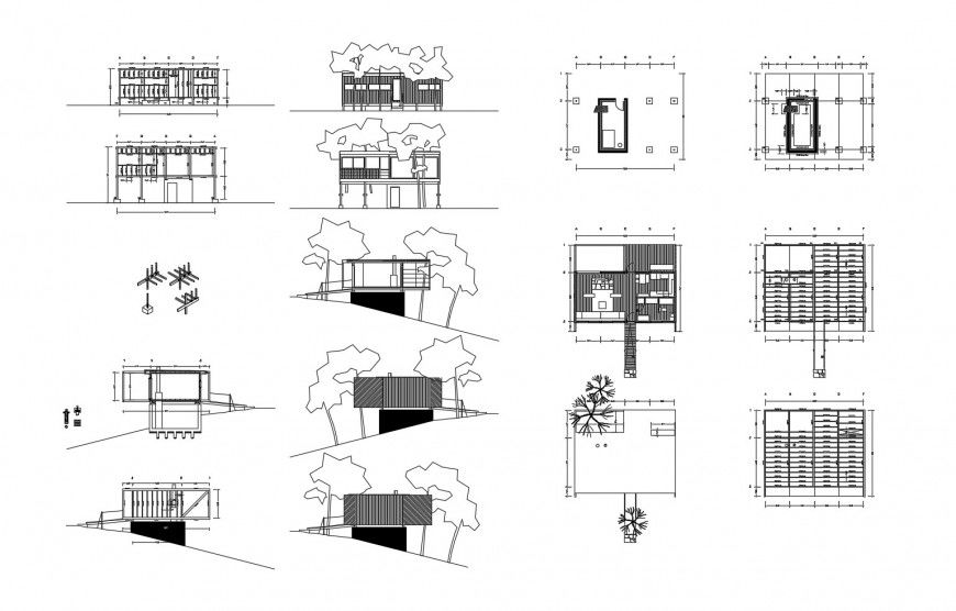 Small cottage house on mountain detailed architecture project dwg file