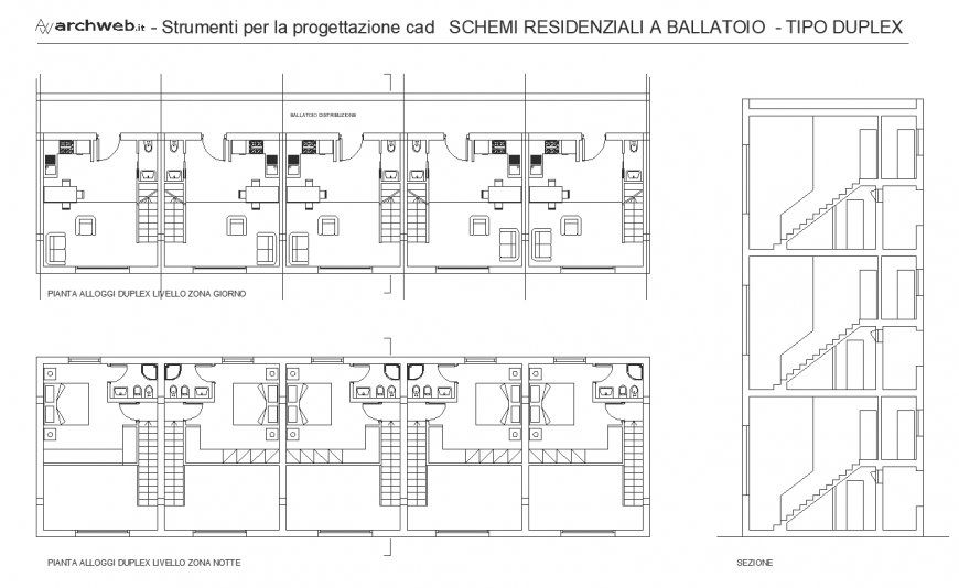 Small duplex cluster plan drawing in dwg file.