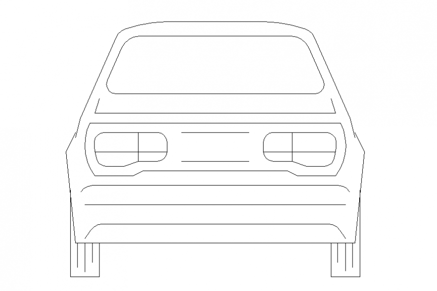 Small family car block front elevation cad drawing details dwg file