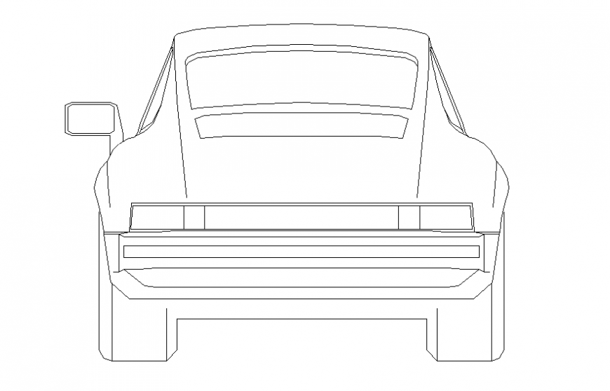 Small family car front elevation block cad drawing details dwg file