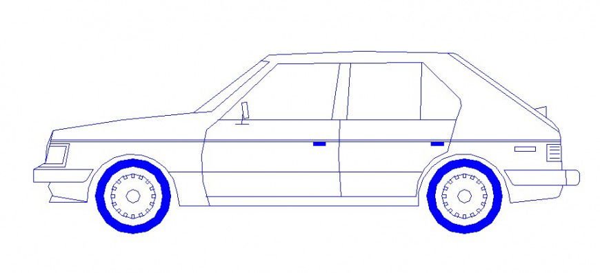 Small family car side elevation cad drawing details dwg file