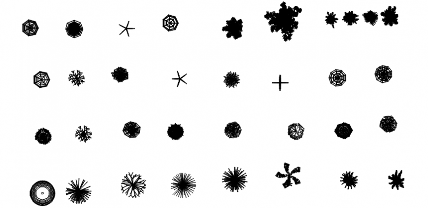 Small garden tree plant blocks 2d drawing details dwg file