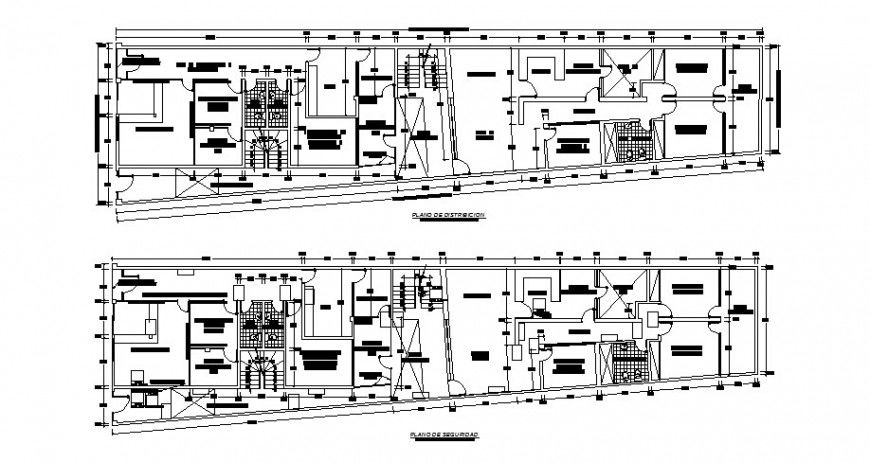 Small hospital first and second floor plan distribution cad drawing details dwg file