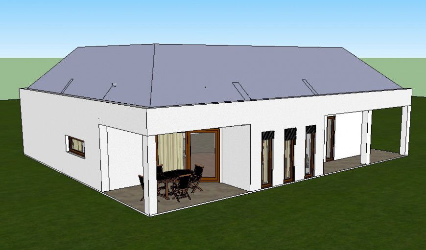 Small house 3d exterior model cad drawing details skp file