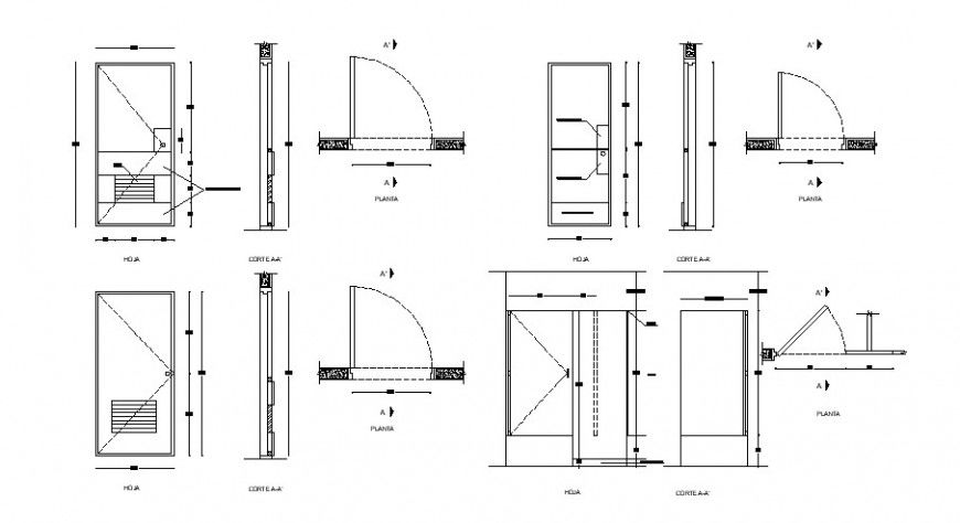 Small house door elevation and installation details dwg file