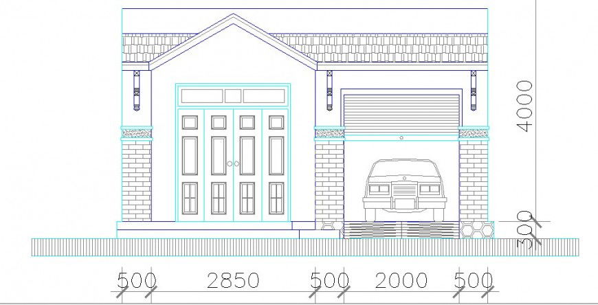 Small house front elevation cad drawing details dwg file