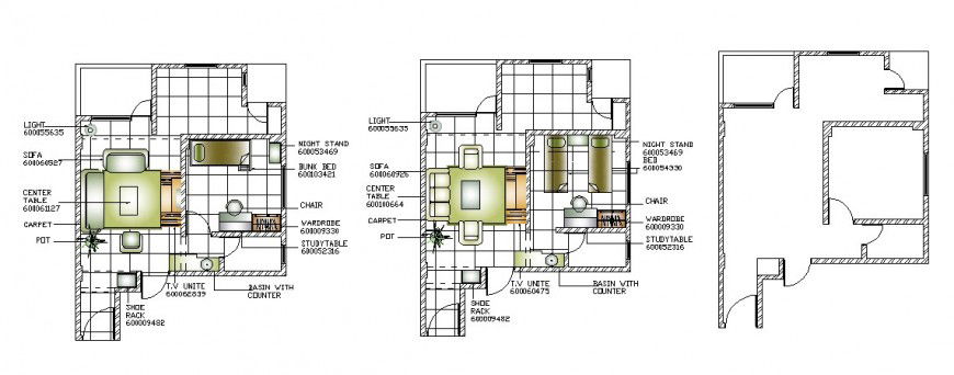 Small house general layout plan and furniture layout cad drawing details dwg file