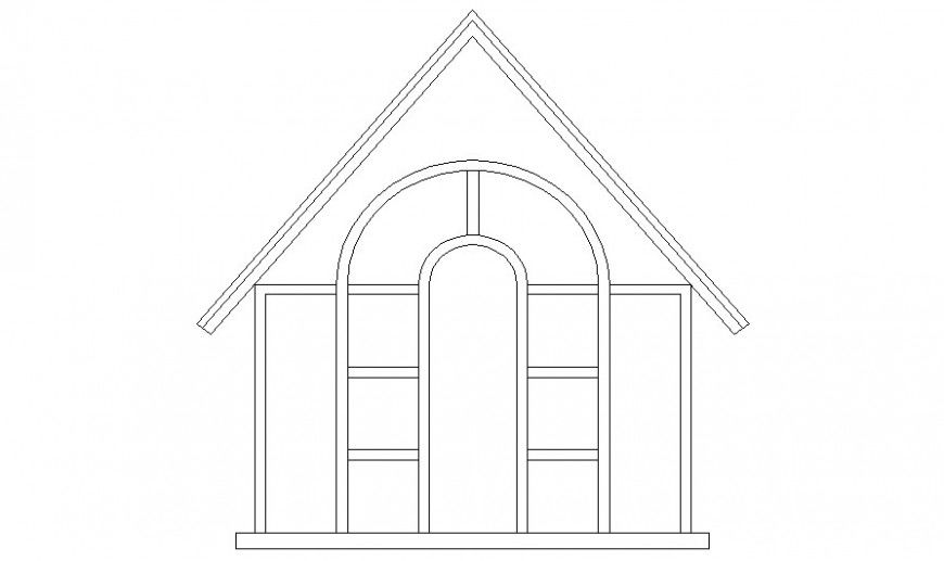 Small house hut detail elevation 2d drawing in autocad