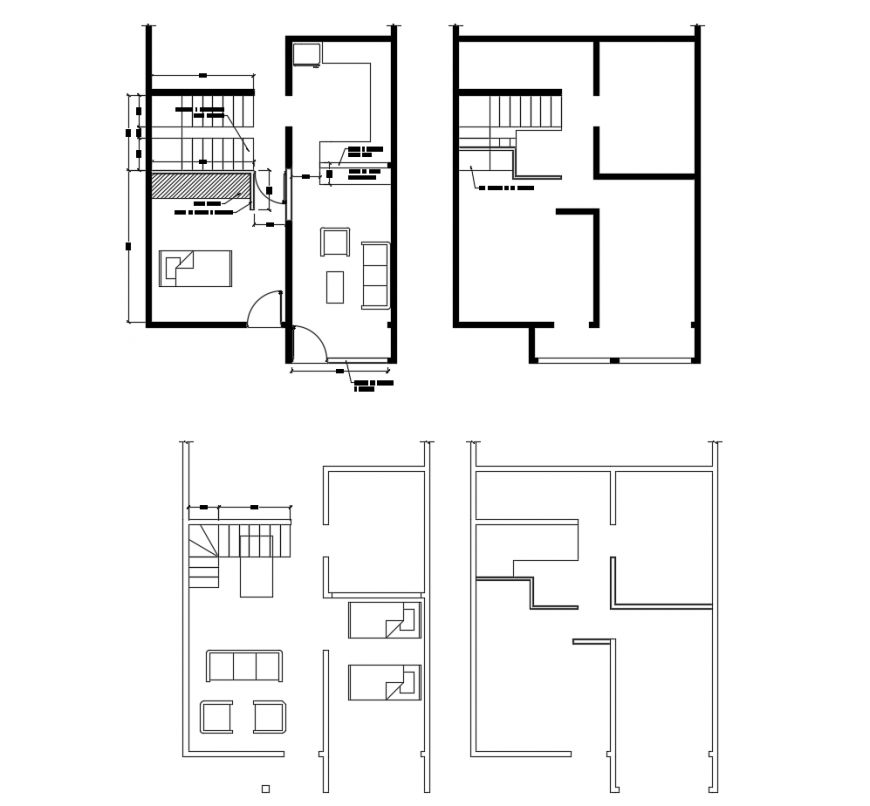 Small house layout plan and framing plan auto-cad drawing details dwg file