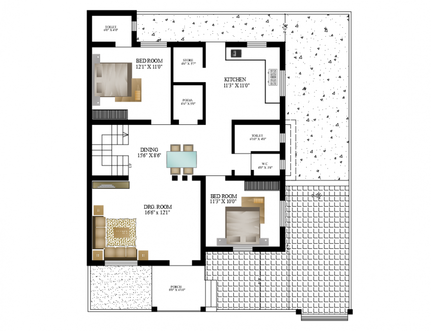 Small house layout plan details with furniture layout plan cad drawing details dwg file