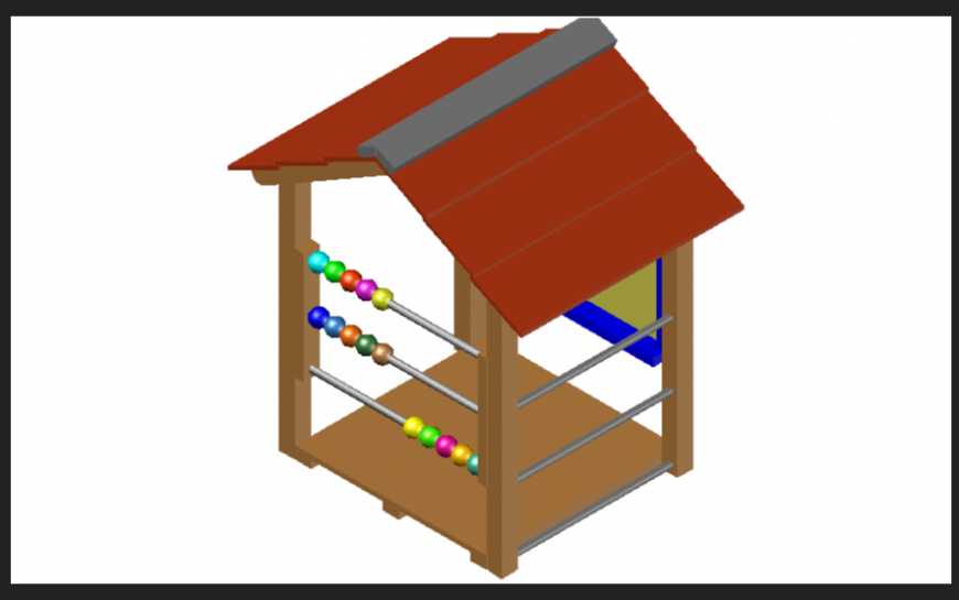 Small house or cottage area design in the 3d dwg file