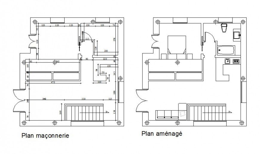 Small house plan and framing plan cad drawing details dwg file