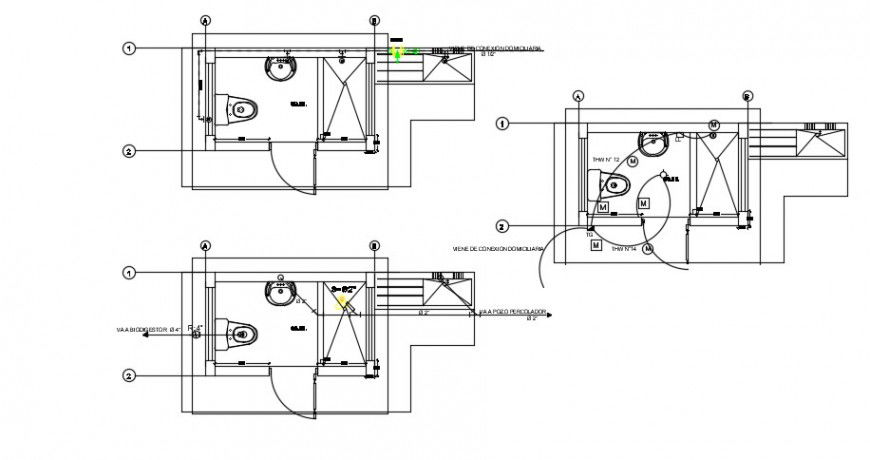 Small house toilet plan and installation 2d drawing details dwg file