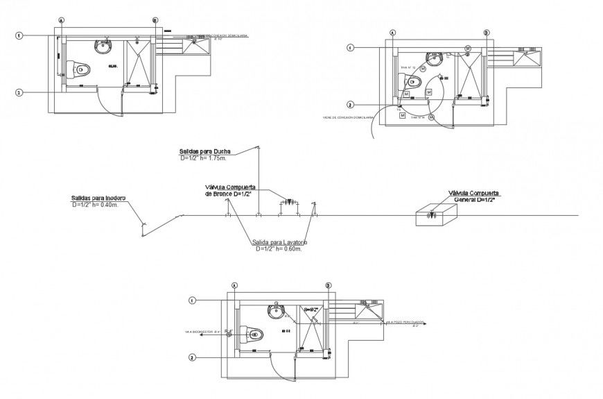 Small house toilet plan and installation cad drawing details dwg file