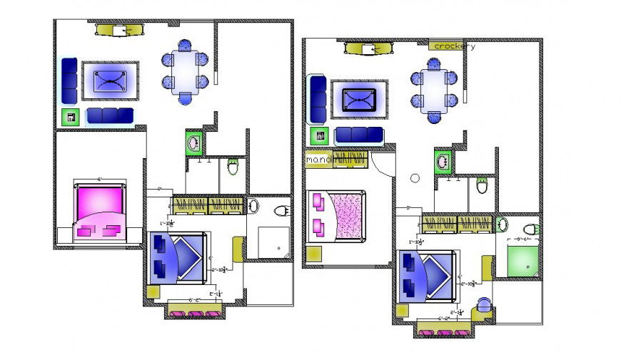 Small house with two bedroom architecture layout plan cad drawing details dwg file